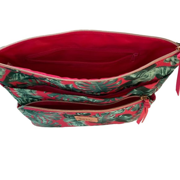 Nicole Miller New York Palm Tree Toiletry Bag Large Travel Bag 4 Compartments - Picture 13 of 13